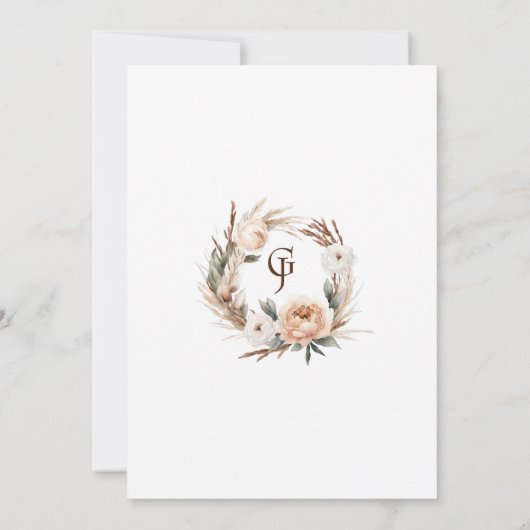 Rustieke Dread Bloem Pampas Bruiloft Save The Date (Achterkant)