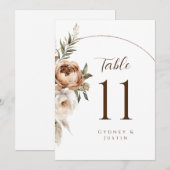 Rustieke Dread Floral Pampas Tafelnummers (Voorkant / Achterkant)