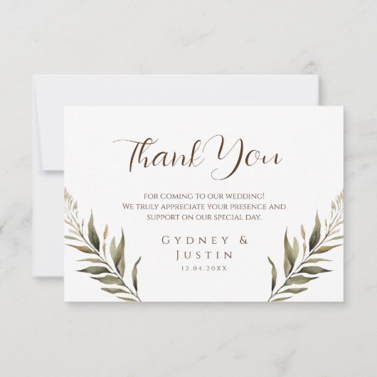 Rustieke Dread Floral Pampas Wedding Bedankkaart (Achterkant)