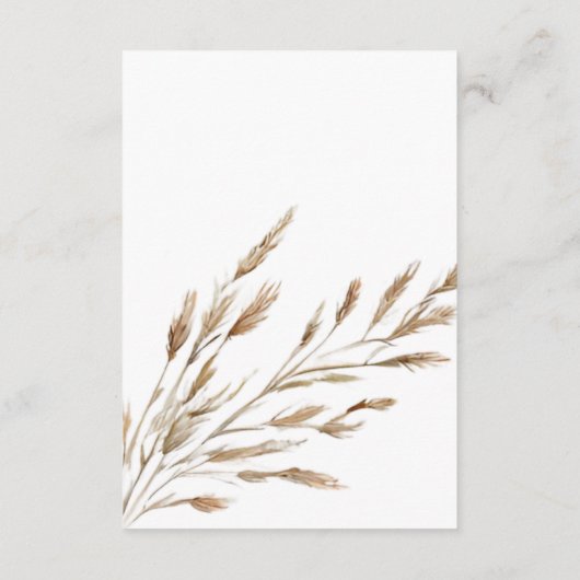 Rustieke Dread Floral Pampas Wedding Details Informatiekaartje (Achterkant)