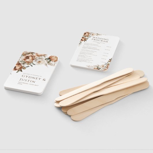 Rustieke Dread Floral Pampas Wedding Programma's Handwaaier (Niet-gemonteerd)