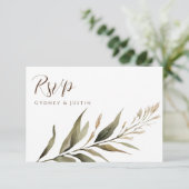 Rustieke Dread Floral Pampas Wedding RSVP Kaartje (Staand voorkant)