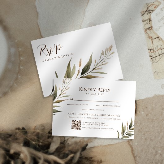 Rustieke Dread Floral Pampas Wedding RSVP Kaartje