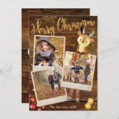 Rustieke Drie Fotocollage Gepersonaliseerde Kerst Feestdagenkaart (Voorkant / Achterkant)