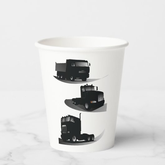 Rustieke Drie Zwarte Trucks  Truck Design Papieren Bekers (Voorkant)