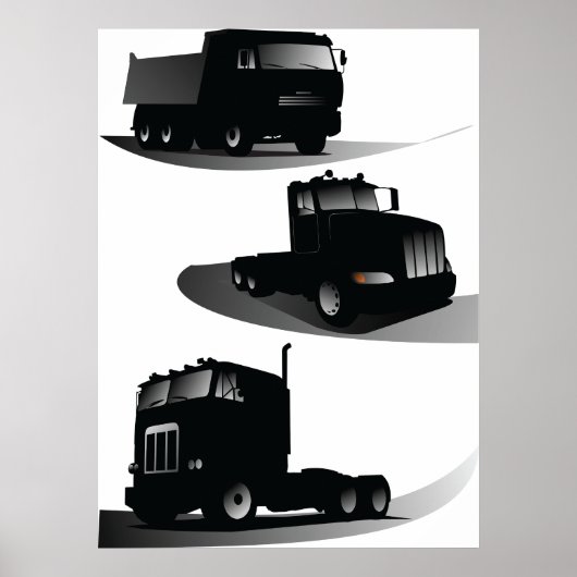 Rustieke Drie Zwarte Trucks  Truck Design Poster (Voorkant)