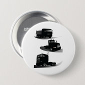 Rustieke Drie Zwarte Trucks  Truck Design Ronde Button 7,6 Cm (Voorkant /achterkant)