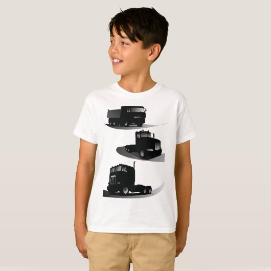 Rustieke Drie Zwarte Trucks  Truck Design T-shirt (Voorkant volledig)