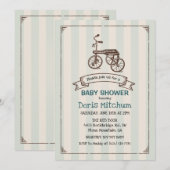 Rustieke  Driewieler Jongen Baby shower Uitnodigin Kaart (Voorkant / Achterkant)