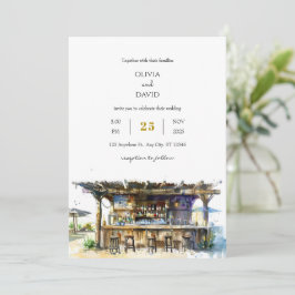 Rustieke Driftwood Tropische Tiki Bar Beach bruilo Kaart