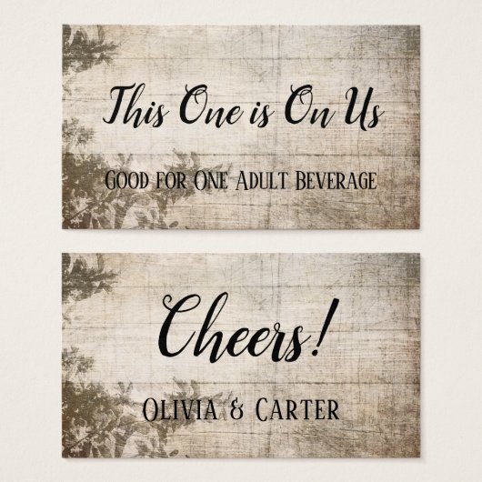 Rustieke  Drink Tickets w / Wood & Leaves Visitekaartjes (Voorkant /achterkant)