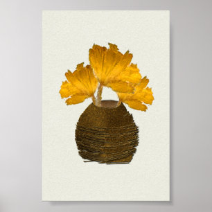 Rustieke droge warme lichte bloemen in koperen vaa poster