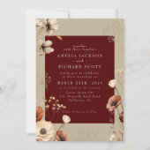 Rustieke Droge wilde bloemen Bourgondische bruilo Kaart (Voorkant)