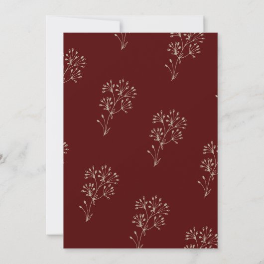 Rustieke  Droge wilde bloemen Bourgondische bruilo Kaart (Achterkant)