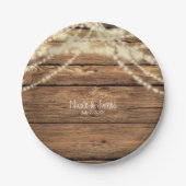 Rustieke Dromerige Lights & Hout Rustieke bruiloft Papieren Bordje (Voorkant)