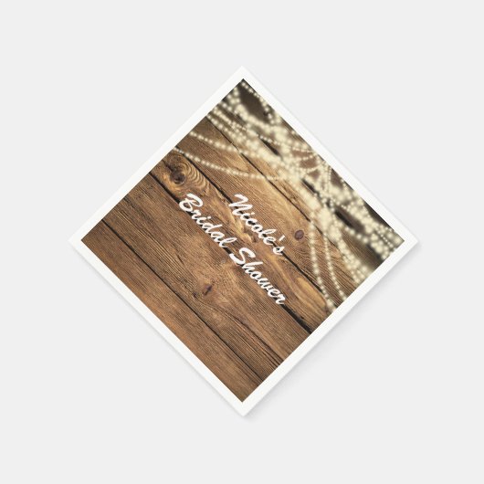 Rustieke Dromerige Lights & Hout Rustieke bruiloft Servet (Hoek)