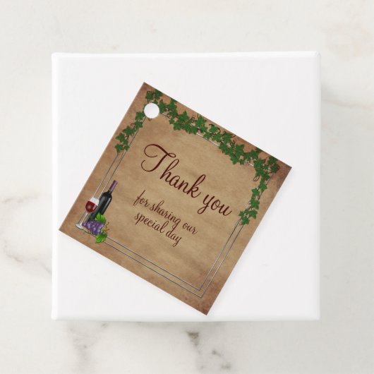 Rustieke druivenwijnstokken Bourgondische wijn bru Bedankjes Labels (In situ)