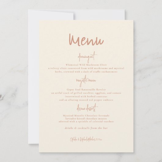 Rustieke Dual Tone omkeerbare bruiloft menu Kaart (Voorkant)