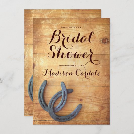Rustieke dubbele Hoefijzers bruids doucheuitnodigi Kaart (Voorkant / Achterkant)