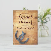 Rustieke dubbele Hoefijzers bruids doucheuitnodigi Kaart (Staand voorkant)