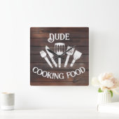 Rustieke 'Dude die eten kook' wandklok – Grappige  (Huis)