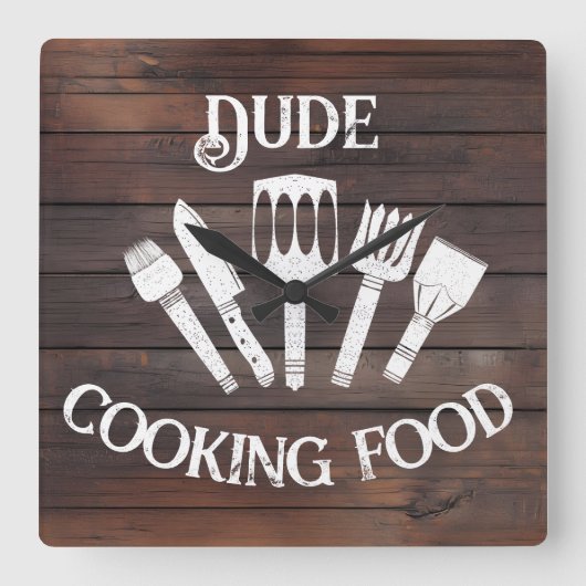 Rustieke 'Dude die eten kook' wandklok – Grappige  (Voorkant)