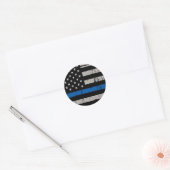 Rustieke dunne blauwe lijn politieagent ronde sticker (Envelop)