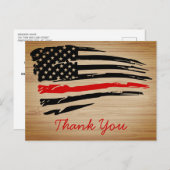 Rustieke dunne rode lijn brandweerman dank u briefkaart (Voorkant / Achterkant)