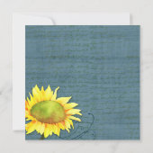 Rustieke Dusky Blauwe Zonnebloem Bruiloft Kaart (Achterkant)