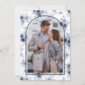 Rustieke Dusty Blauwe Bloemen Foto Marine Wedding Save The Date (Achterkant)