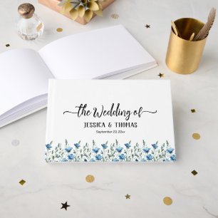 Rustieke Dusty Blue Boho Chic Wildflowers Wedding Gastenboek