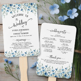 Rustieke Dusty Blue Boho Wildflowers Wedding Progr Handwaaier