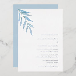 Rustieke Dusty Blue Botanical Elegant Wedding Folie Uitnodiging