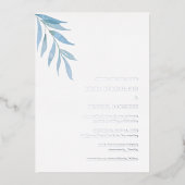 Rustieke Dusty Blue Botanical Elegant Wedding Folie Uitnodiging (Voorkant)