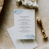 Rustieke Dusty Blue Botanical Elegant Wedding Informatiekaartje