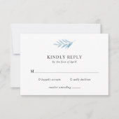 Rustieke Dusty Blue Botanical Elegant Wedding RSVP Kaartje (Voorkant)