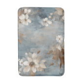 Rustieke Dusty Blue Brown Cream Boerderij Bloemen Badmat (Voorkant Verticaal)