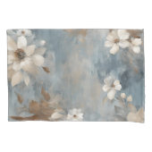Rustieke Dusty Blue Brown Cream Boerderij Bloemen Kussensloop (Voorkant)
