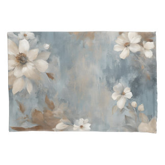 Rustieke Dusty Blue Brown Cream Boerderij Bloemen Kussensloop