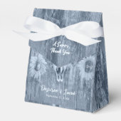 Rustieke Dusty Blue Country Zonnebloemen Bull Skul Bedankdoosjes (Voorkant Zijde)