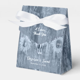 Rustieke Dusty Blue Country Zonnebloemen Bull Skul Bedankdoosjes