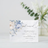 Rustieke Dusty Blue Floral bruiloft aankondiging Briefkaart (Staand voorkant)