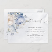 Rustieke Dusty Blue Floral bruiloft aankondiging Briefkaart (Voorkant / Achterkant)
