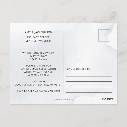 Rustieke Dusty Blue Floral bruiloft aankondiging Briefkaart (Achterkant)