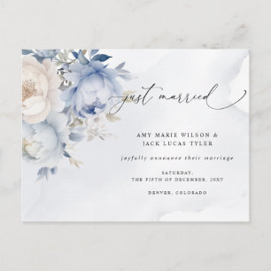 Rustieke Dusty Blue Floral bruiloft aankondiging Briefkaart