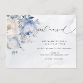 Rustieke Dusty Blue Floral bruiloft aankondiging Briefkaart (Voorkant)
