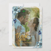 Rustieke Dusty Blue Floral Dank u kaart - Foto (Voorkant)