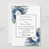 Rustieke Dusty Blue Floral Eucalyptus Waterverf Kaart (Voorkant)