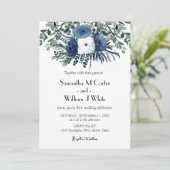 Rustieke Dusty Blue Floral Eucalyptus Waterverf Kaart (Staand voorkant)