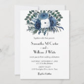 Rustieke Dusty Blue Floral Eucalyptus Waterverf Kaart (Voorkant)